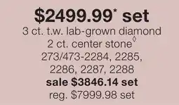JC Penney 3 ct. t.w. lab-grown diamond 2 ct. center stone◊ offer