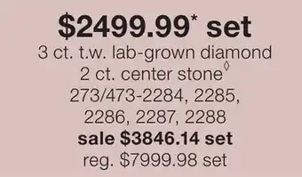 JC Penney 3 ct. t.w. lab-grown diamond 2 ct. center stone◊ offer