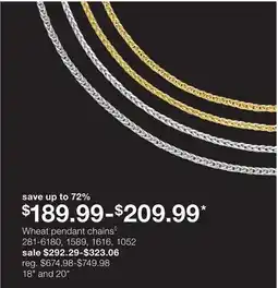 JC Penney Wheat pendant chains◊ offer