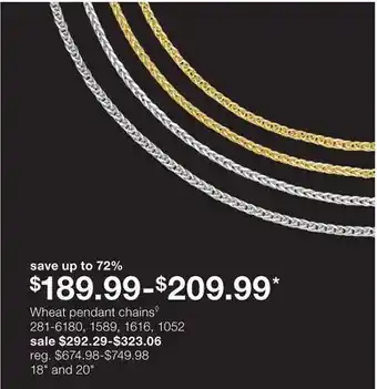 JC Penney Wheat pendant chains◊ offer