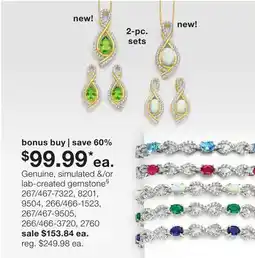 JC Penney Genuine, simulated &/or lab-created gemstone§ offer