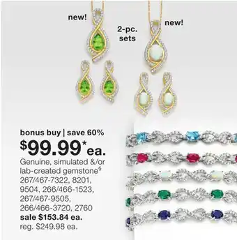 JC Penney Genuine, simulated &/or lab-created gemstone§ offer