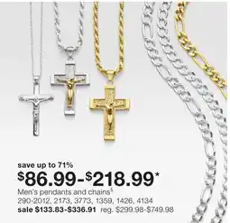 JC Penney Men's pendants and chains§ offer
