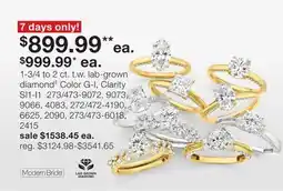 JC Penney 1-3/4 to 2 ct. t.w. lab-grown diamond‡ Color G-I, Clarity SI1-I1 offer