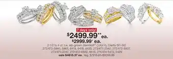 JC Penney 2-1/2 to 4 ct. t.w. lab-grown diamond‡◊ Color G, Clarity SI1-SI2 offer