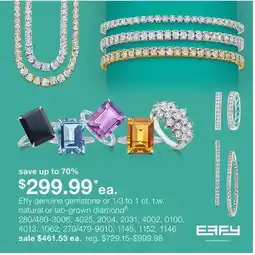 JC Penney Effy genuine gemstone or 1/3 to 1 ct. t.w. natural or lab-grown diamond§ offer