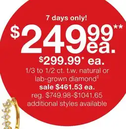 JC Penney 1/3 to 1/2 ct. t.w. natural or lab-grown diamond‡ offer