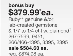 JC Penney Ruby** genuine &/or lab-created gemstone & 1/7 to 1/4 ct. t.w. diamond‡ offer