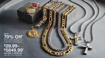 JC Penney Men's gold, sterling silver & stainless steel jewelry offer