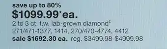 JC Penney 2 to 3 ct. t.w. lab-grown diamond‡ offer