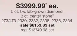 JC Penney 5 ct. t.w. lab-grown diamond 3 ct. center stone◊ offer