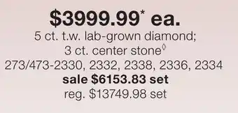 JC Penney 5 ct. t.w. lab-grown diamond 3 ct. center stone◊ offer