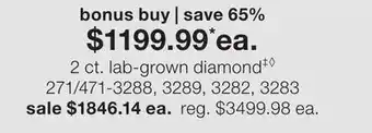JC Penney 2 ct. lab-grown diamond‡◊ offer