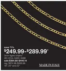 JC Penney 3mm figaro chains‡ offer