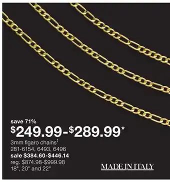 JC Penney 3mm figaro chains‡ offer