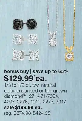 JC Penney 1/3 to 1/2 ct. t.w. natural color-enhanced or lab-grown diamond§‡ offer