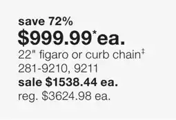 JC Penney 22 figaro or curb chain‡ offer