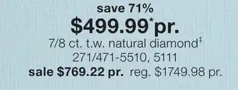 JC Penney 7/8 ct. t.w. natural diamond‡ offer