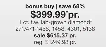 JC Penney 1 ct. t.w. lab-grown diamond‡ offer