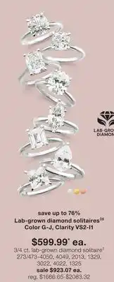 JC Penney 3/4 ct. lab-grown diamond solitaire‡ offer