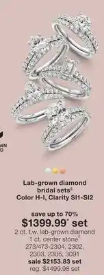 JC Penney Lab-grown diamond bridal setsâ—Š Color H-I, Clarity SI1-SI2 offer