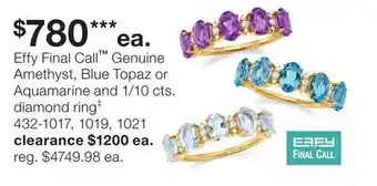 JC Penney Effy Final Call Genuine Amethyst, Blue Topaz or Aquamarine and 1/10 cts. diamond ring‡ offer