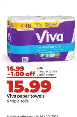 Hy-Vee Viva paper towels offer
