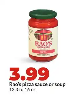 Hy-Vee Rao's pizza sauce or soup offer