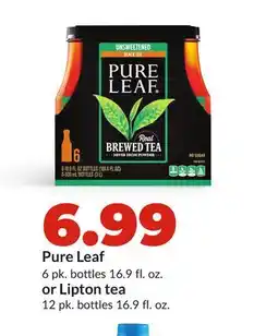 Hy-Vee Pure Leaf 6 pk. bottles 16.9 fl. oz. or Lipton tea 12 pk. bottles 16.9 fl. oz offer