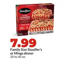 Hy-Vee Family Size Stouffer's or Mings dinner offer