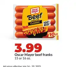 Hy-Vee Oscar Mayer beef franks offer