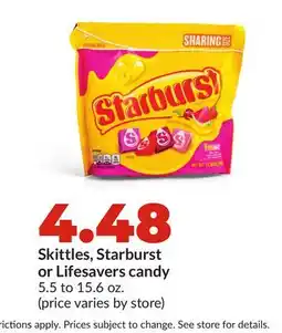 Hy-Vee Skittles, Starburst or Lifesavers candy offer