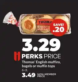 Hy-Vee Thomas' English muffins, bagels or muffin tops offer