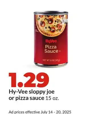 Hy-Vee Hy-Vee sloppy joe or pizza sauce offer