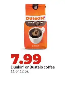 Hy-Vee Dunkin' or Bustelo coffee offer