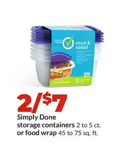 Hy-Vee Simply Done storage containers 2 to 5 ct. or food wrap 45 to 75 sq. ft offer