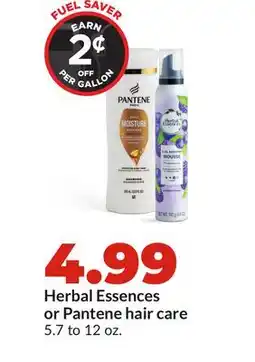 Hy-Vee Herbal Essences or Pantene hair care offer