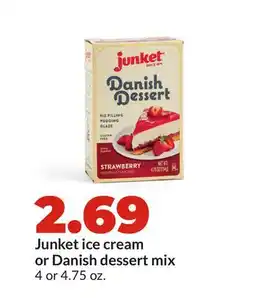 Hy-Vee Junket ice cream or Danish dessert mix offer