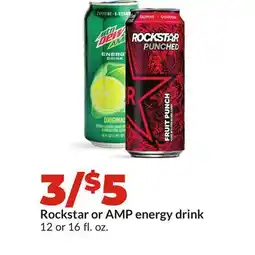 Hy-Vee Rockstar or AMP energy drink offer