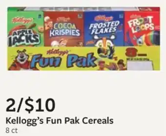 Fareway Kellogg's Fun Pak Cereals offer