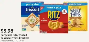 Fareway Party Size Ritz, Triscuit or Wheat Thins Crackers offer