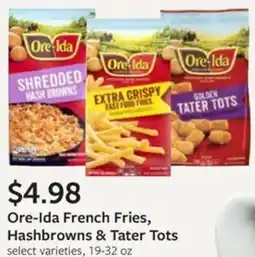 Fareway Ore-Ida French Fries, Hashbrowns & Tater Tots offer