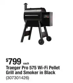 The Home Depot Traeger Pro 575 Wi-Fi Pellet Grill and Smoker in Black offer