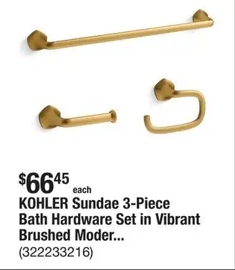 The Home Depot KOHLER Sundae 3-Piece Bath Hardware Set in Vibrant Brushed Moderne Brass offer