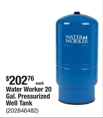 The Home Depot Water Worker 20 Gal. Pressurized Well Tank offer