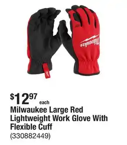 The Home Depot Milwaukee Large Red Lightweight Work Glove With Flexible Cuff offer
