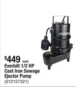 The Home Depot Everbilt 1/2 HP Cast Iron Sewage Ejector Pump offer
