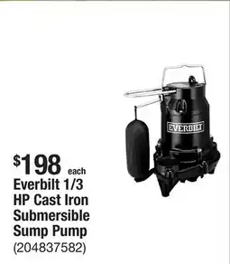 The Home Depot Everbilt 1/3 HP Cast Iron Submersible Sump Pump offer