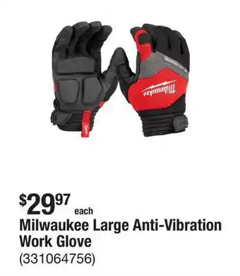 The Home Depot Milwaukee Large Anti-Vibration Work Glove offer