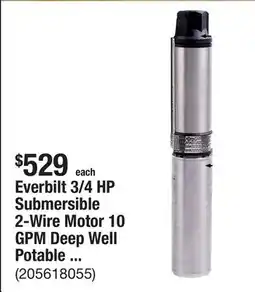 The Home Depot Everbilt 3/4 HP Submersible 2-Wire Motor 10 GPM Deep Well Potable Water Pump offer